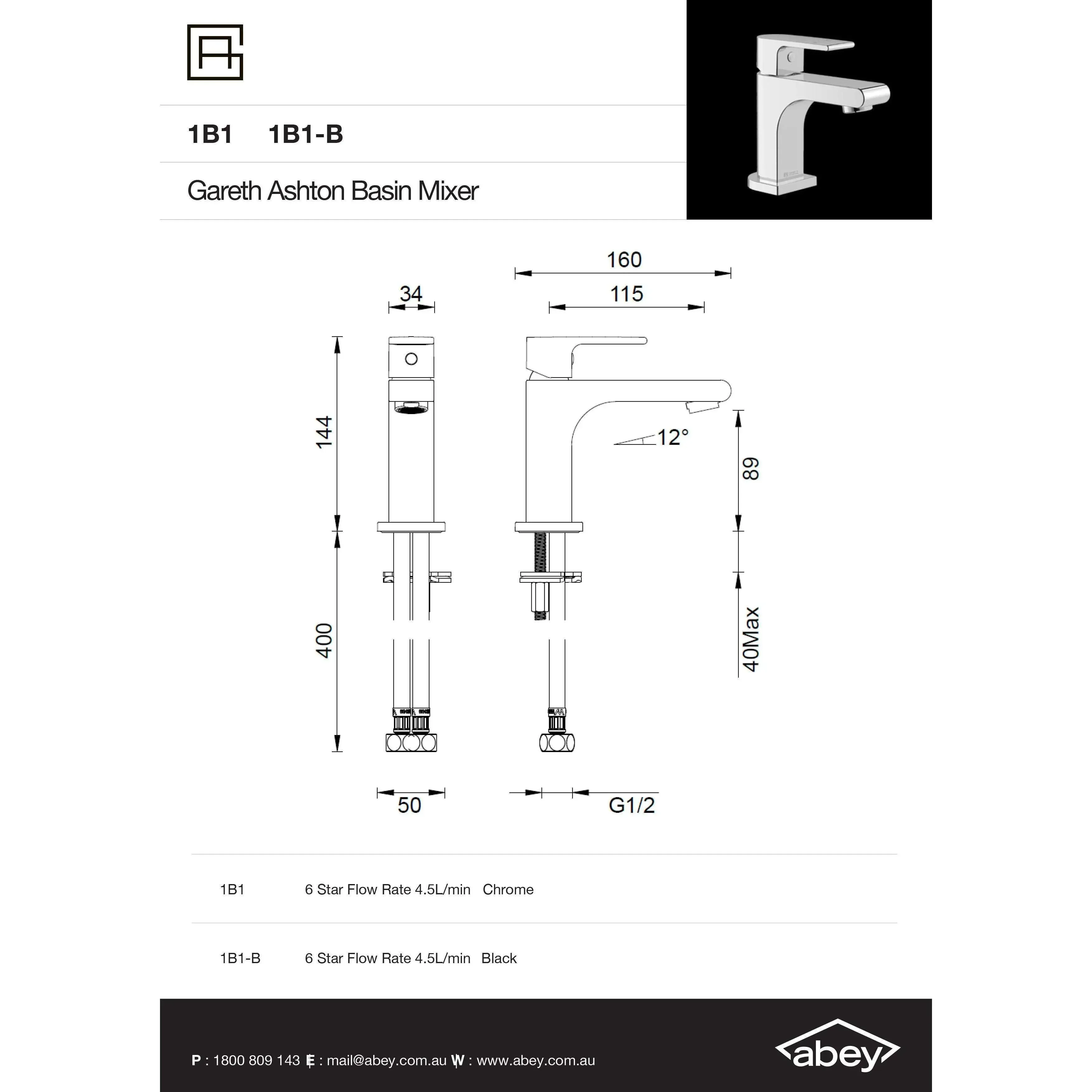 Abey Gareth Ashton Park Ave Basin Mixer Chrome - Image 5