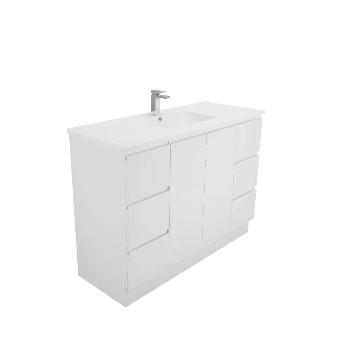 Aspire Unity II 1200 Vanity 1 Tap Hole Floor C/W Sq Ceramic Top White - Image 3