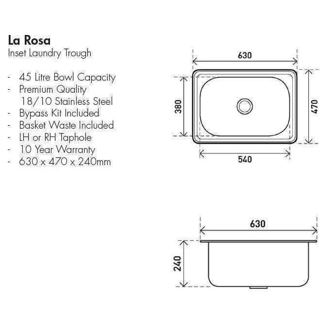 Aspire La Rosa 45 Litre Inset Laundry Tub - Image 5