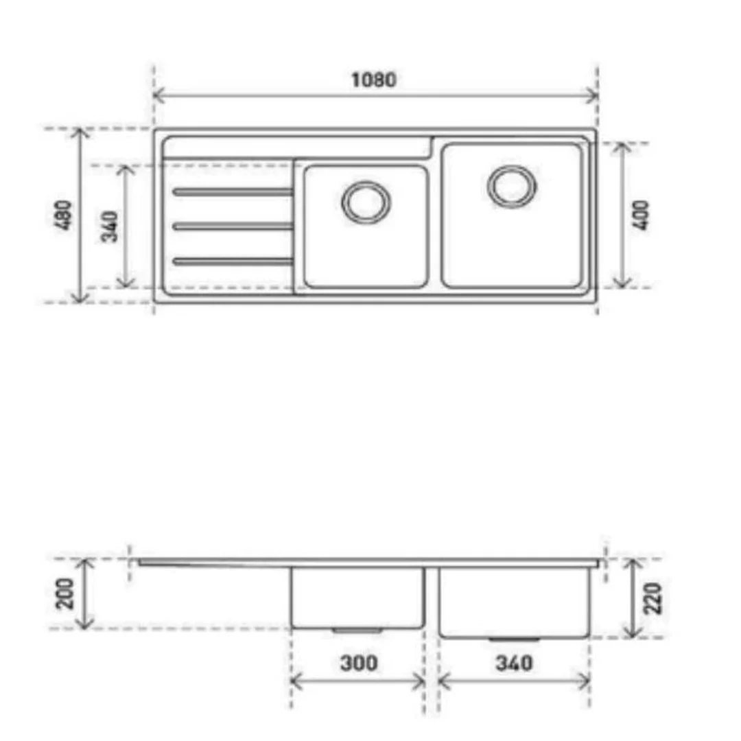 Aspire Unity 1&3/4 Lh Bowl 1080 X 480 S/Steel Sink - Image 3
