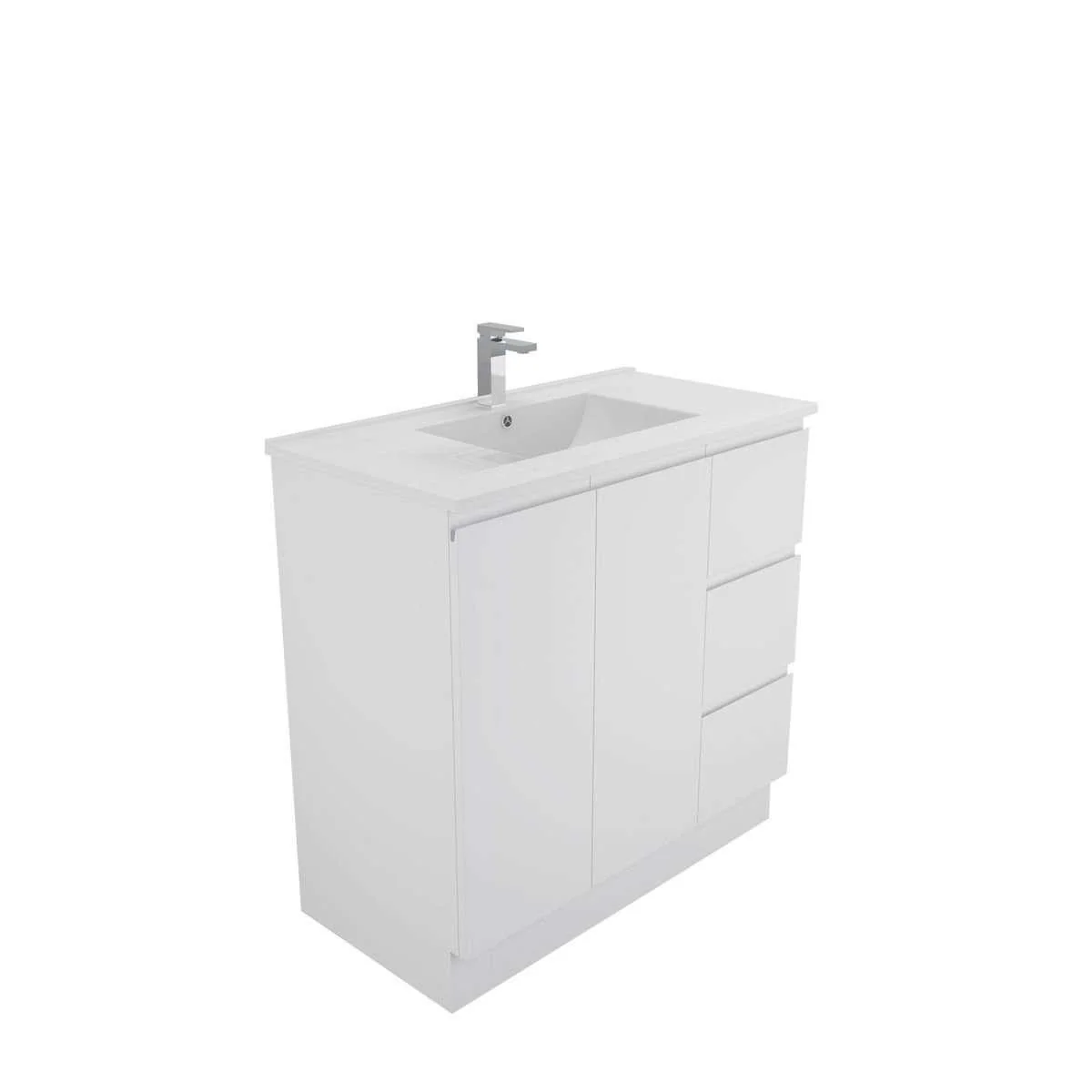 Aspire Unity II 900 Vanity Floor 1 Tap Hole C/W Sq Ceramic Top Whit Rh D - Image 3