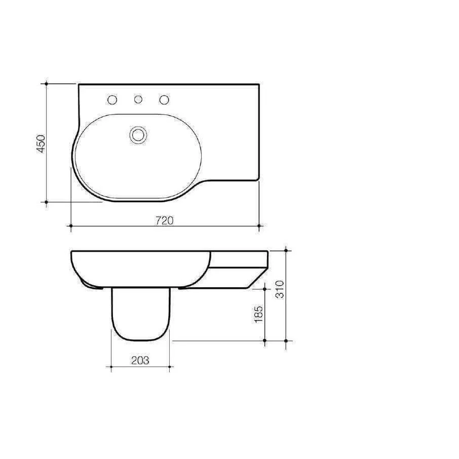Caroma Opal 720 Wall Basin Right Hand White 1 Tap Hole - Image 5