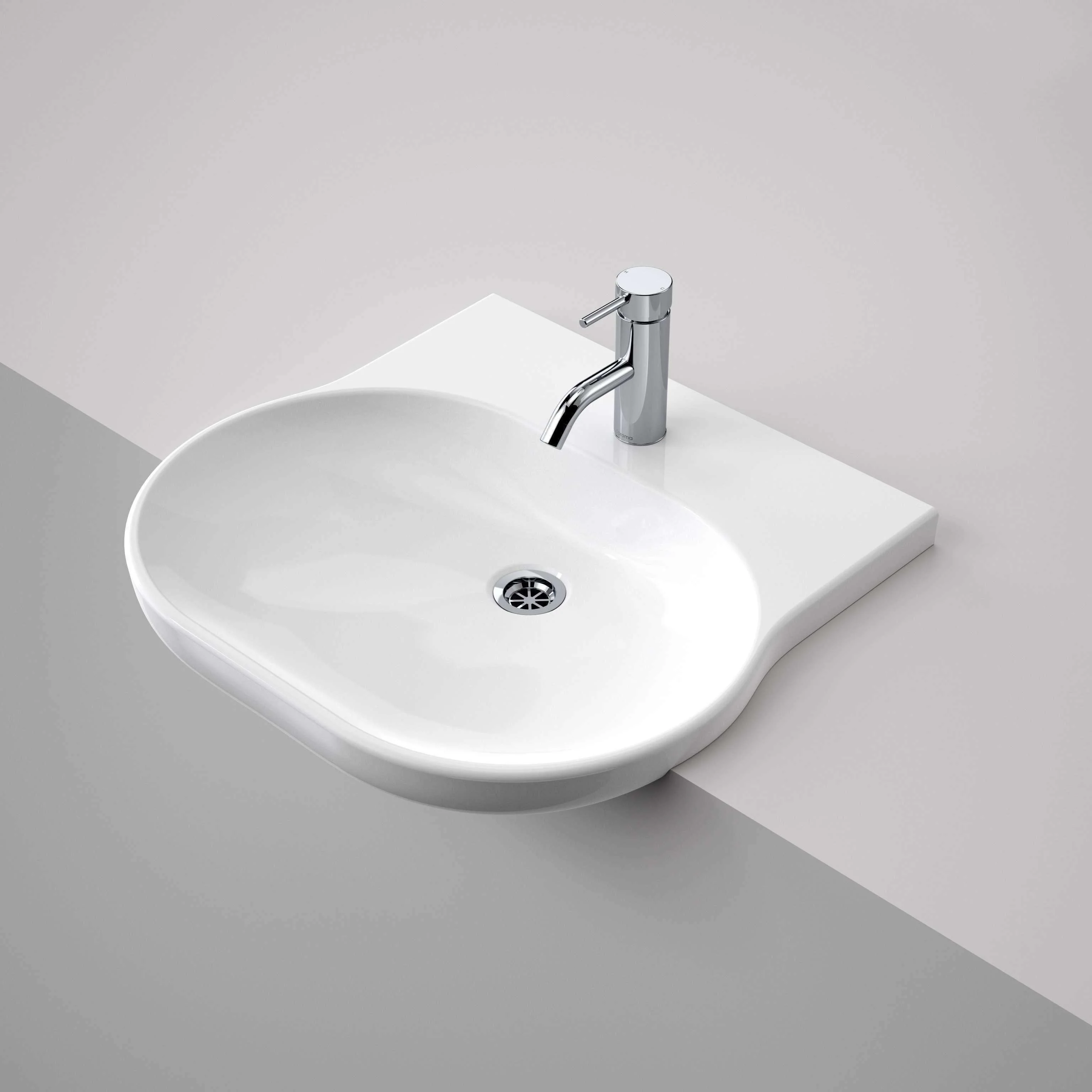 Caroma Opal Sole Semi Recessed Basin White 1 Tap Hole - Image 3
