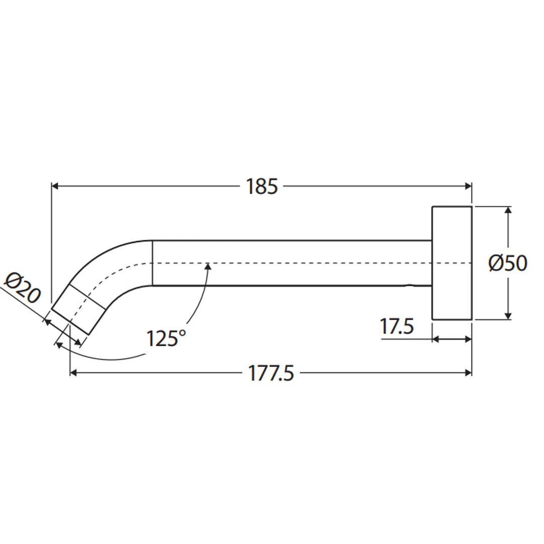 Fienza Kaya Wall Basin/Bath 180mm Outlet Chrome With Chrome Plate - Image 3