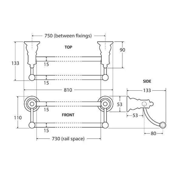 Fienza Lillian Double Towel Rail 800mm Brushed Nickel 81008Bn - Image 5