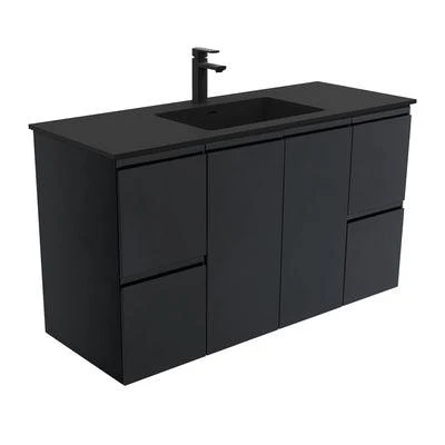 Fienza Montana Top Vanity 1200mm Fingerpull Wall Hung Matte Black 1 Tap Hole - Image 3