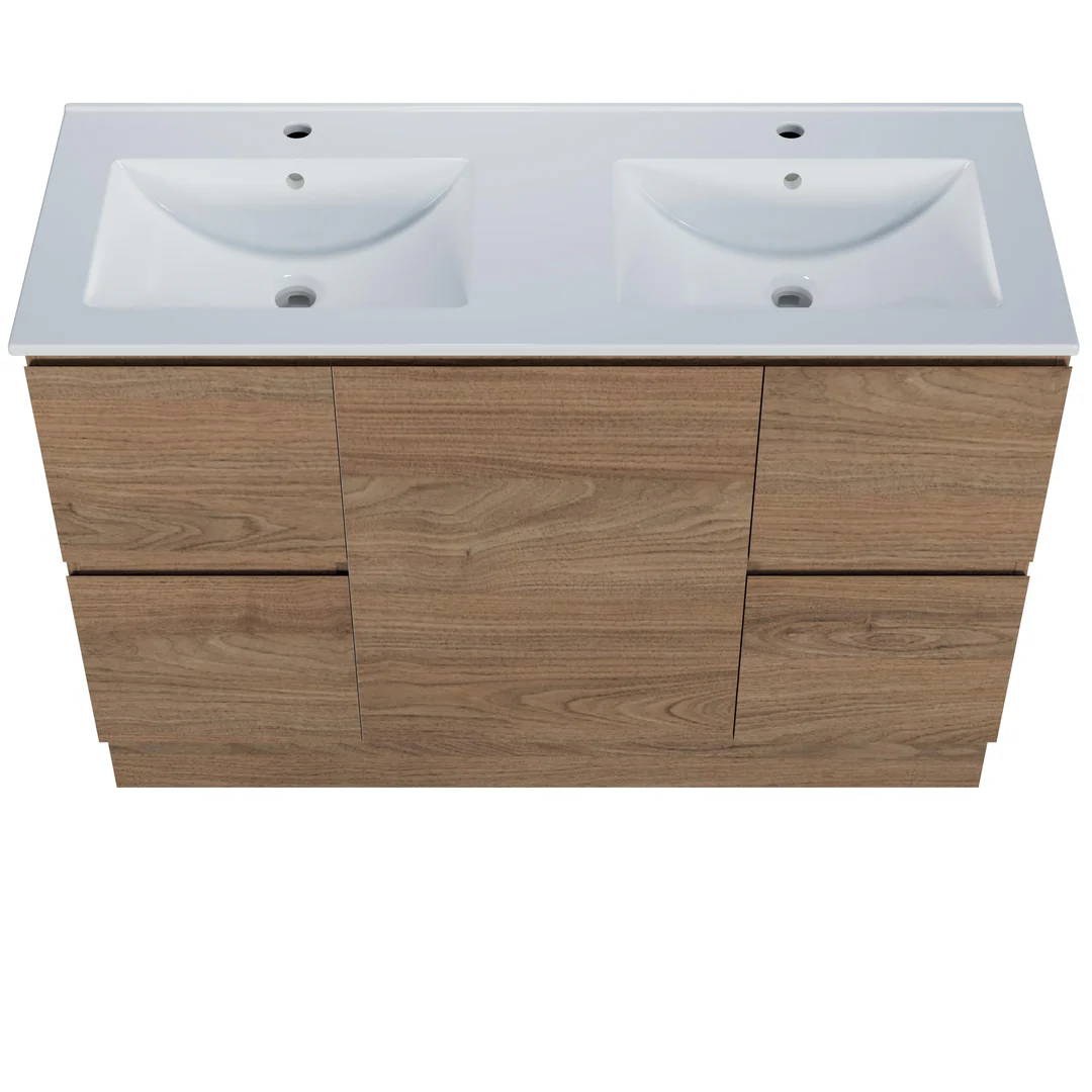 Harmony Double Drawer Vanity 1200mm, Centre Bowl Alpha Top, Floor Standing - Image 3