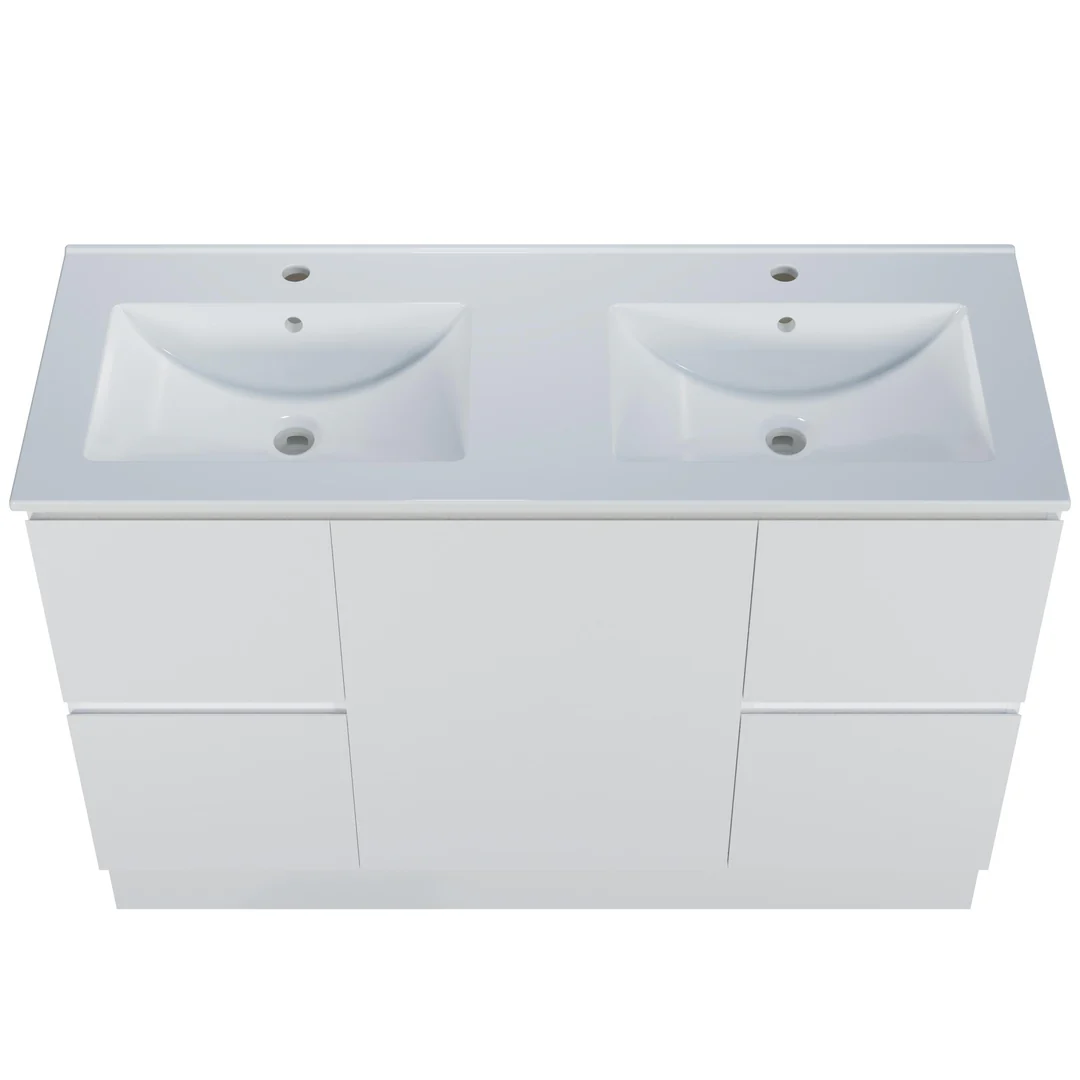 Harmony Double Drawer Vanity 1200mm, Centre Bowl Alpha Top, Floor Standing - Image 4
