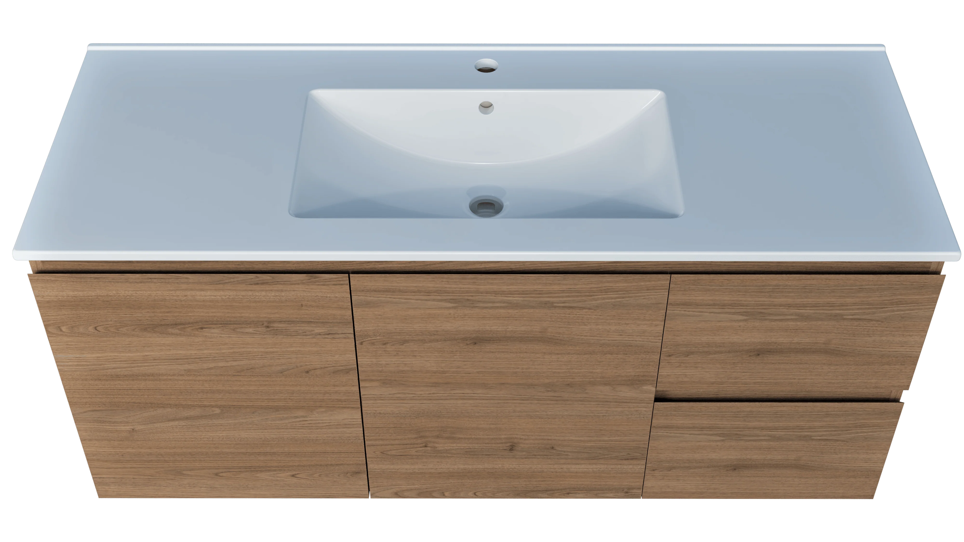 Harmony Double Drawer Vanity 1200mm, Centre Bowl Alpha Top, Wall Hung - Image 3