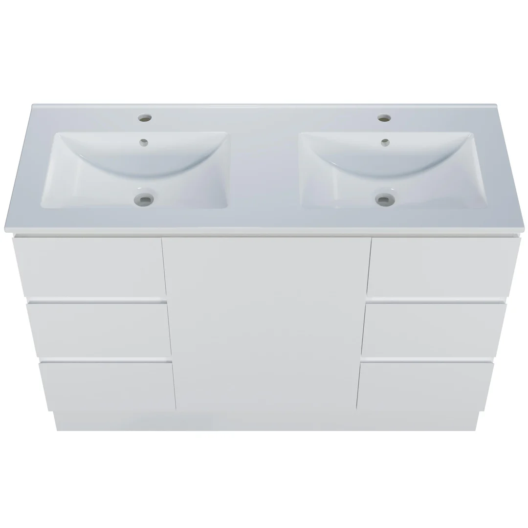 Harmony Six Drawer Vanity 1200mm, Centre Bowl Alpha Top, Floor Standing - Image 4
