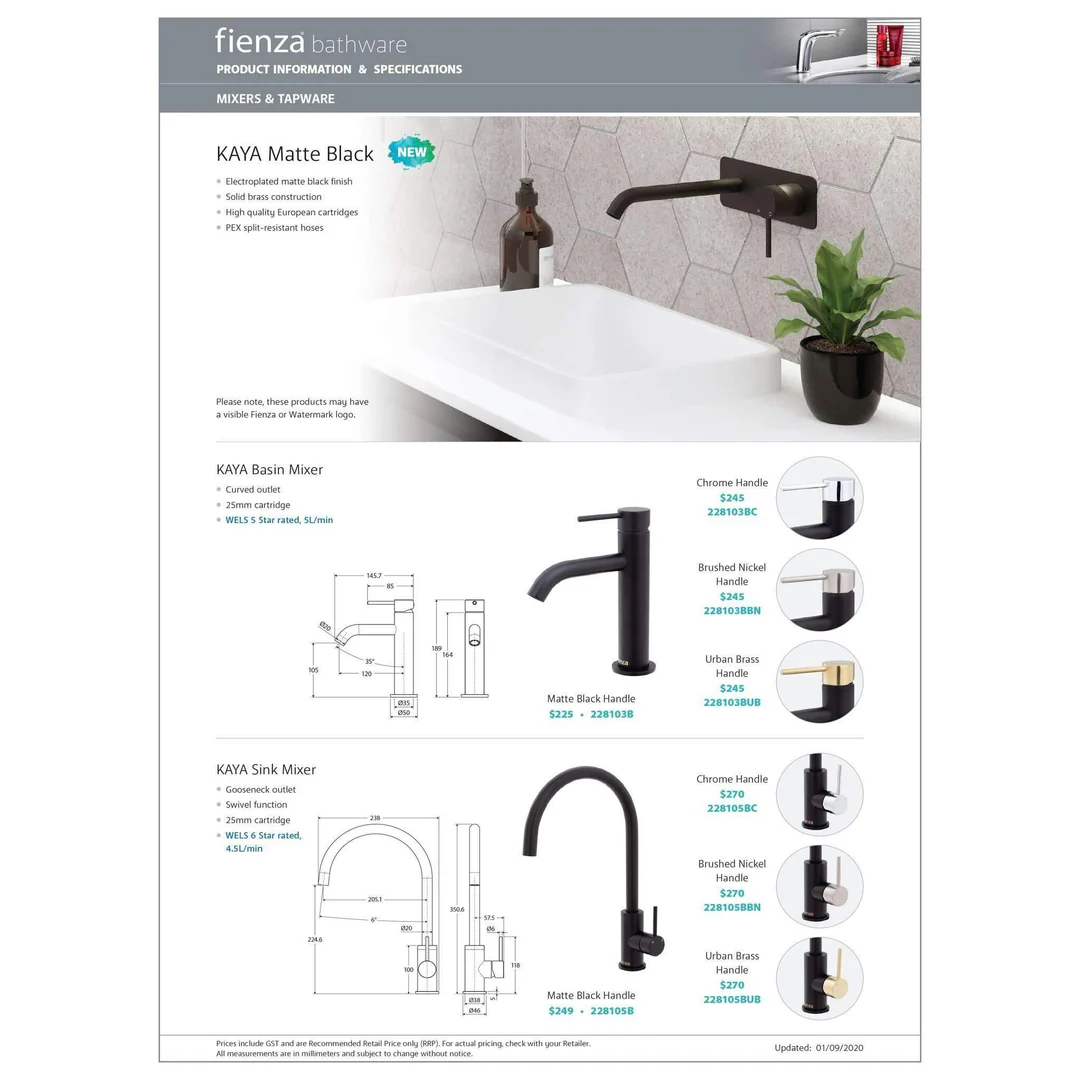 Kaya Wall Mixer Matte Black Small Round Matte Black Plate - Image 3