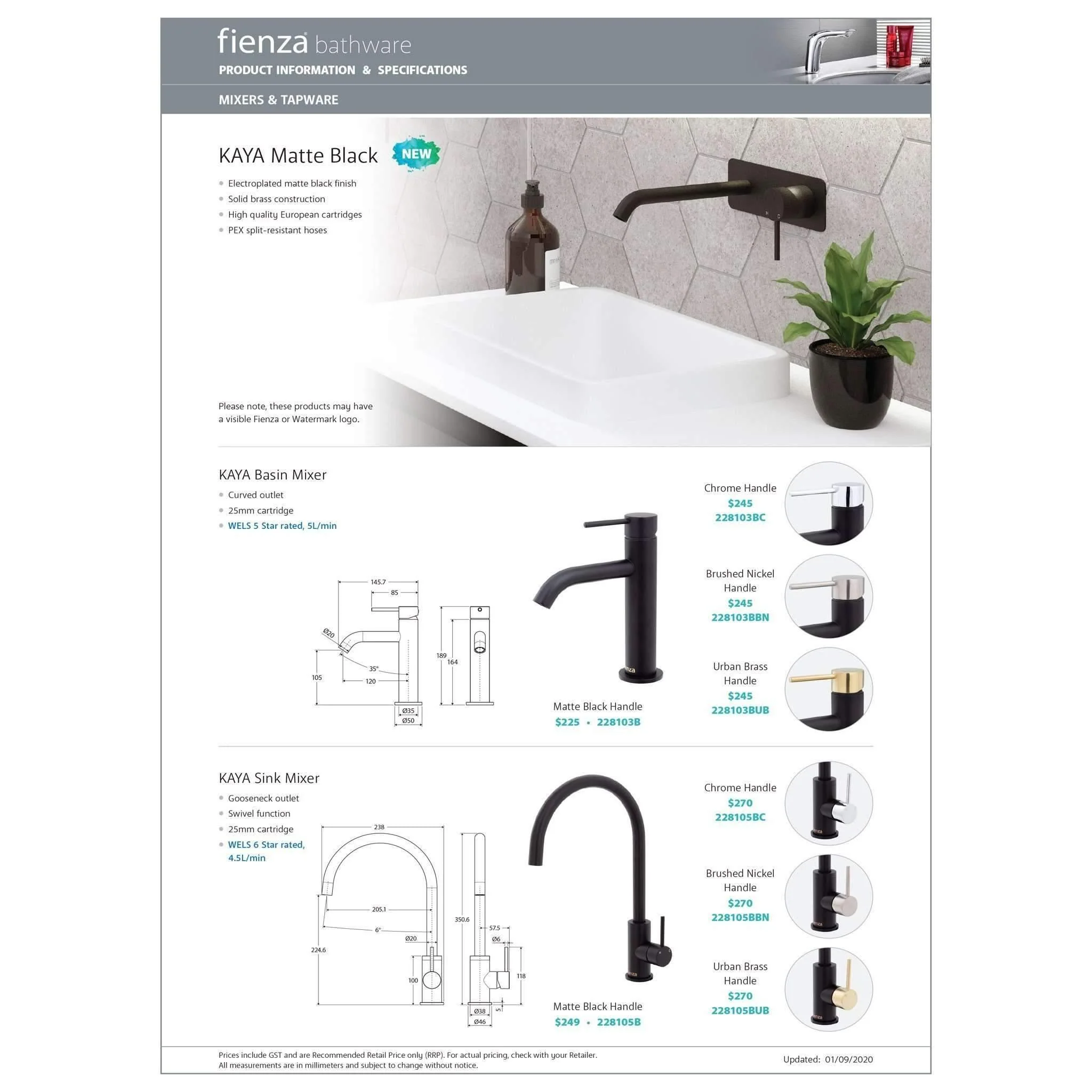 Kaya Wall Mixer Matte Black Small Round Matte Black Plate - Image 5