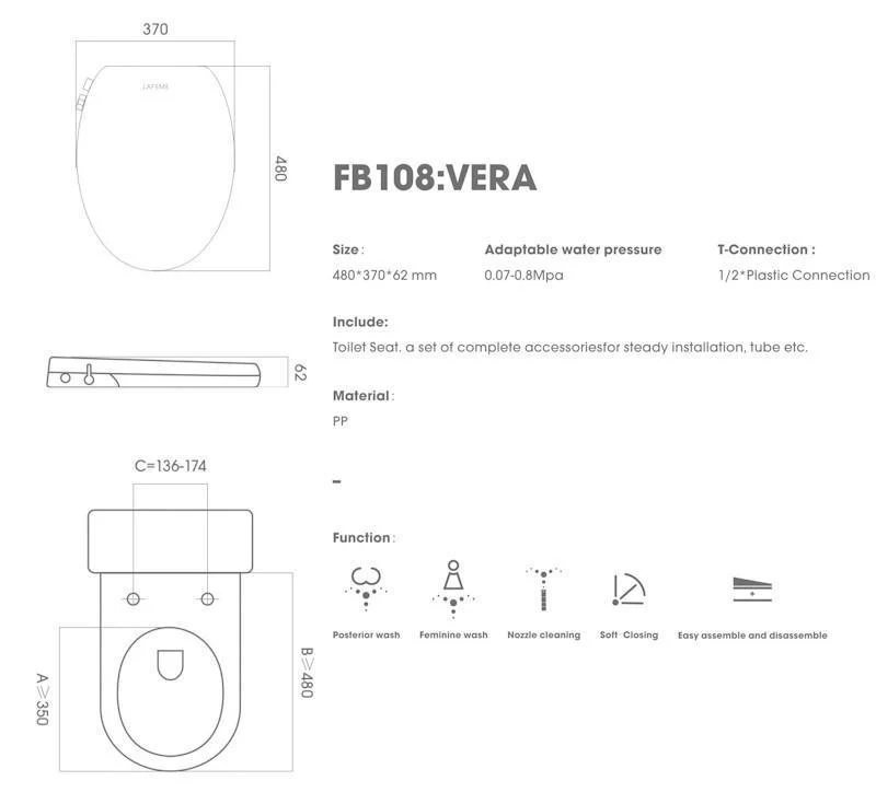 Lafeme Vera Non Electric Bidet Toilet Seat Cold Wash Only - Image 13