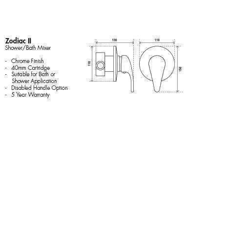 Aspire Zodiac II - Chrome Shower/Bath Mixer **Mt1034** - Image 5
