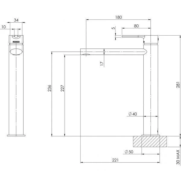 Phoenix Vivid Slimline Oval Vessel Mixer - Chrome - Image 5