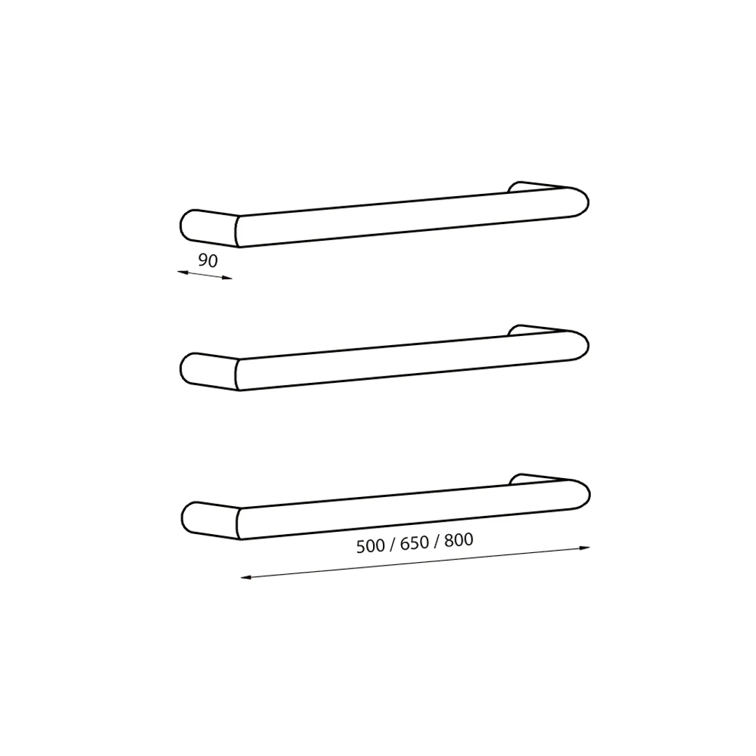 Radiant Heated Single Towel Rail 650 X 90 Brushed S/S - Image 4