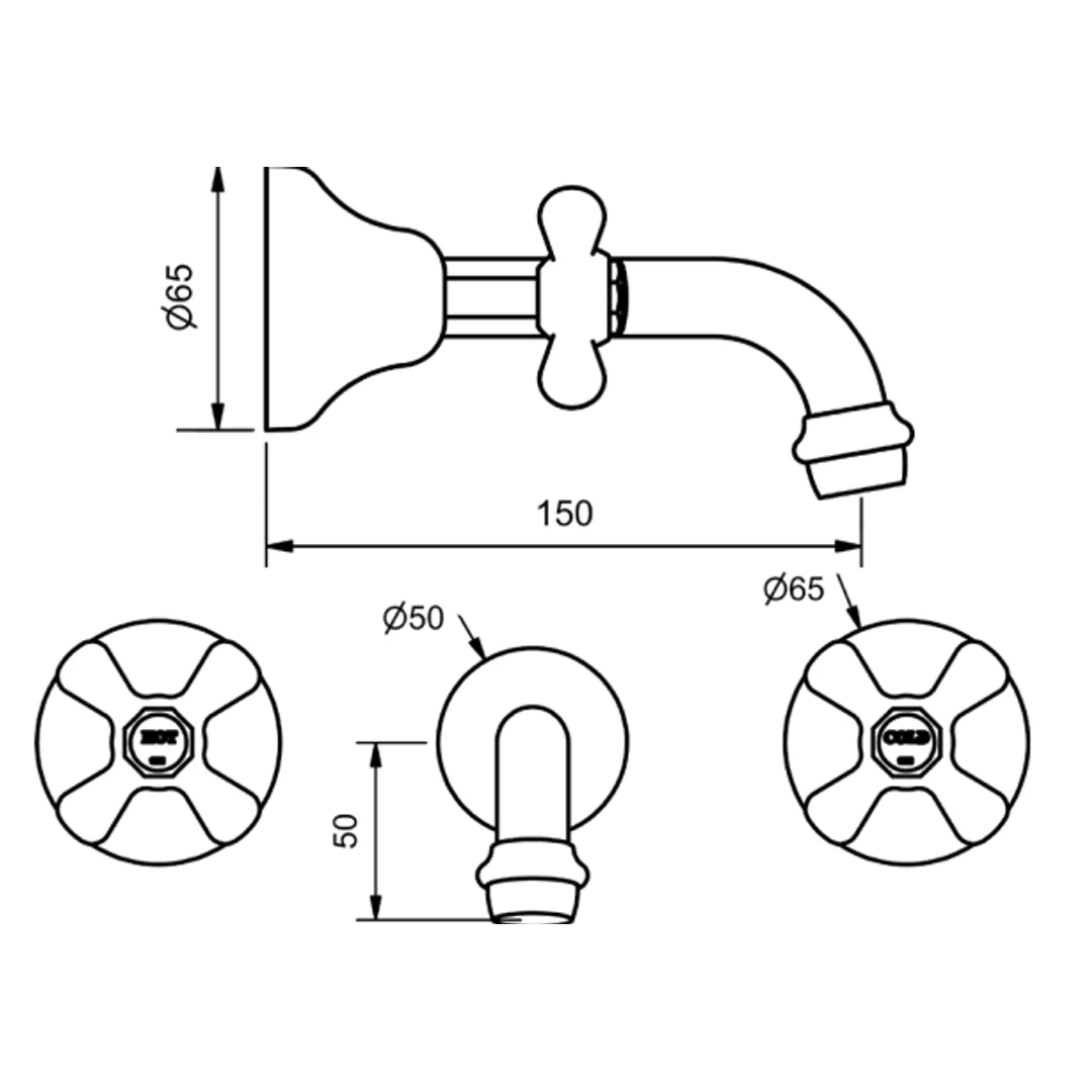 Ram Merino Bath Set 3/4 Turn Ceramic White & Chrome - Image 3