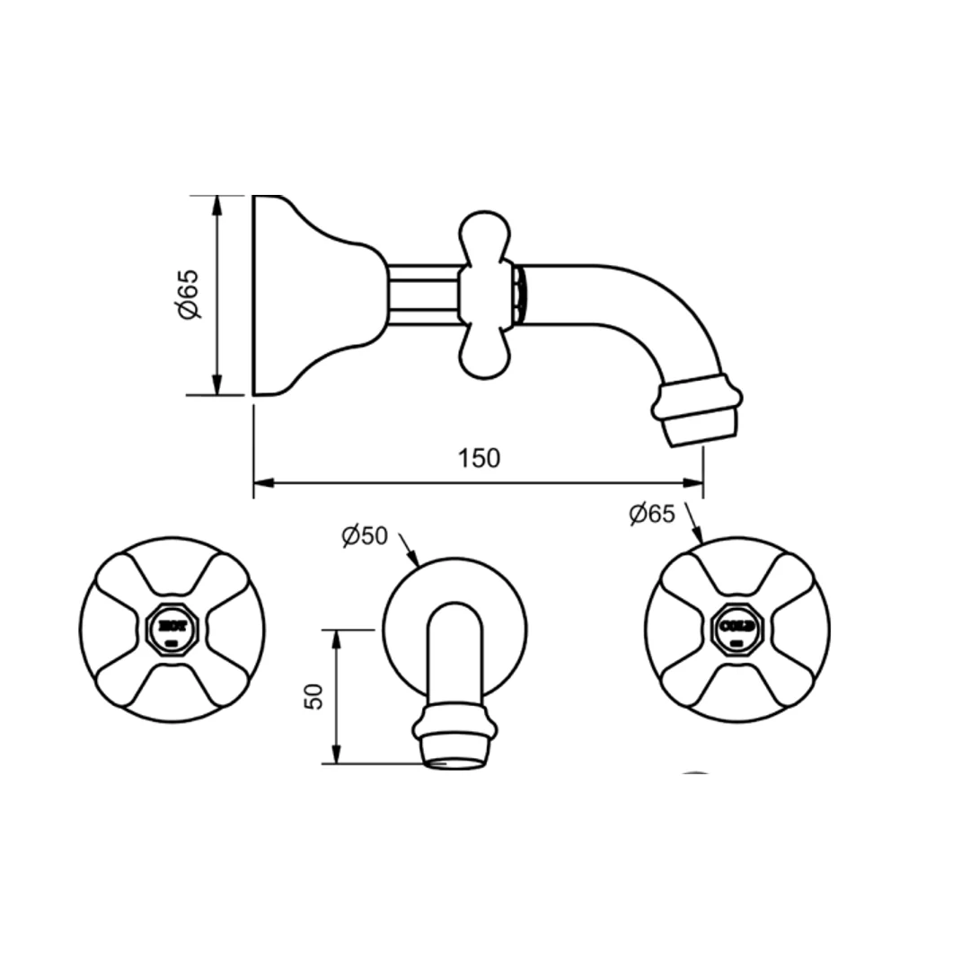 Ram Merino Bath Set Jumper Valve White & Chrome - Image 3