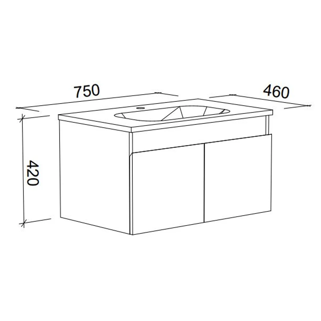 Rockford Vanity 750mm Haven Top  Wall Hung(Timberln P#:Rd75Hw) - Image 5