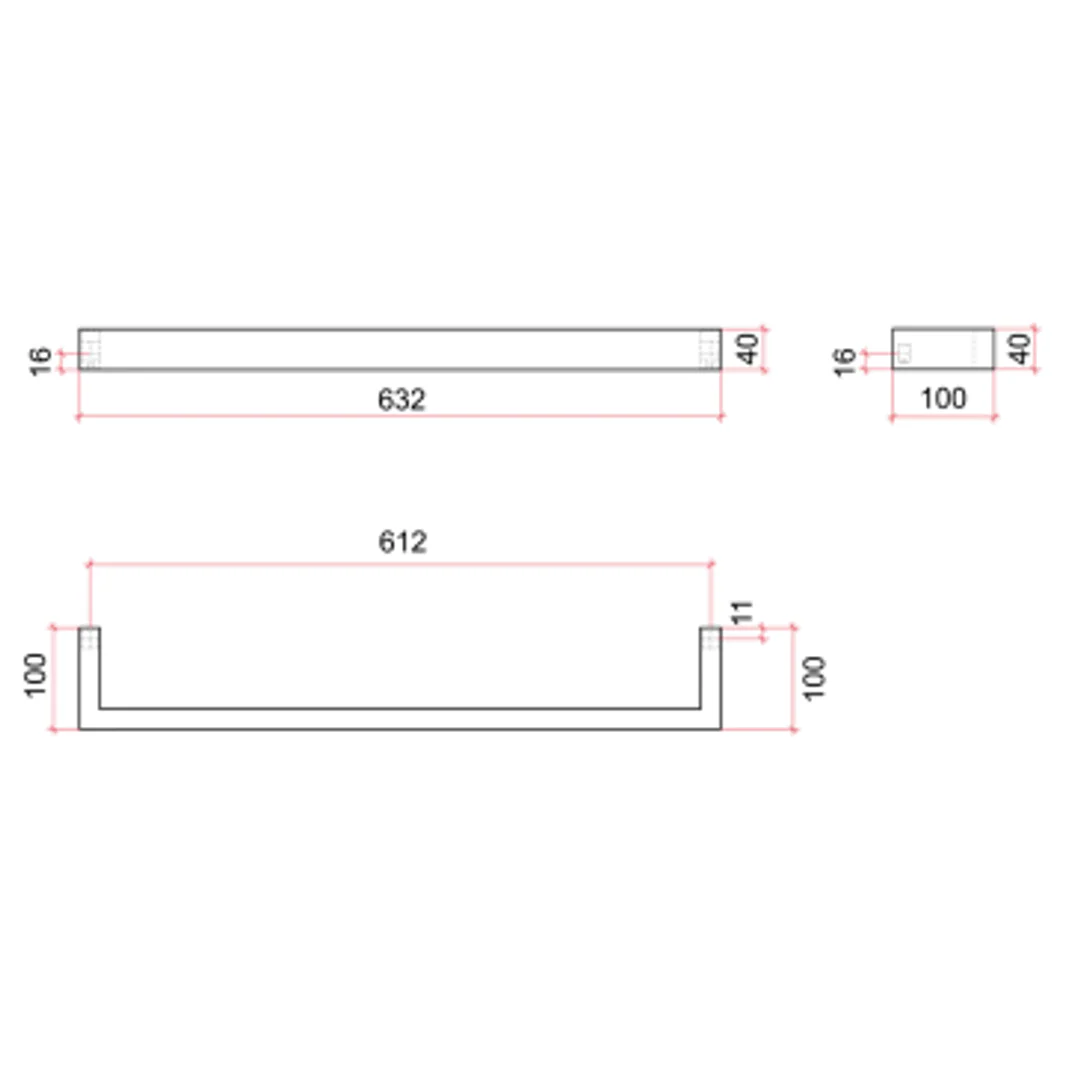 Thermorail Single Heated Towel Rail 12V 632mm - Black - Image 3