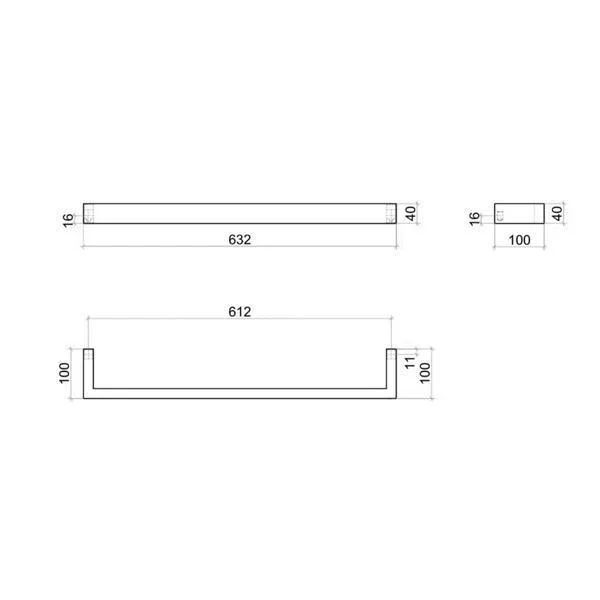 Thermorail Single Heated Towel Rail 12V 632mm - Black - Image 5