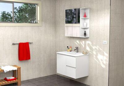 Timberline Carlo Wall Hung Vanity 750mm Regal Top White Gloss - Image 5