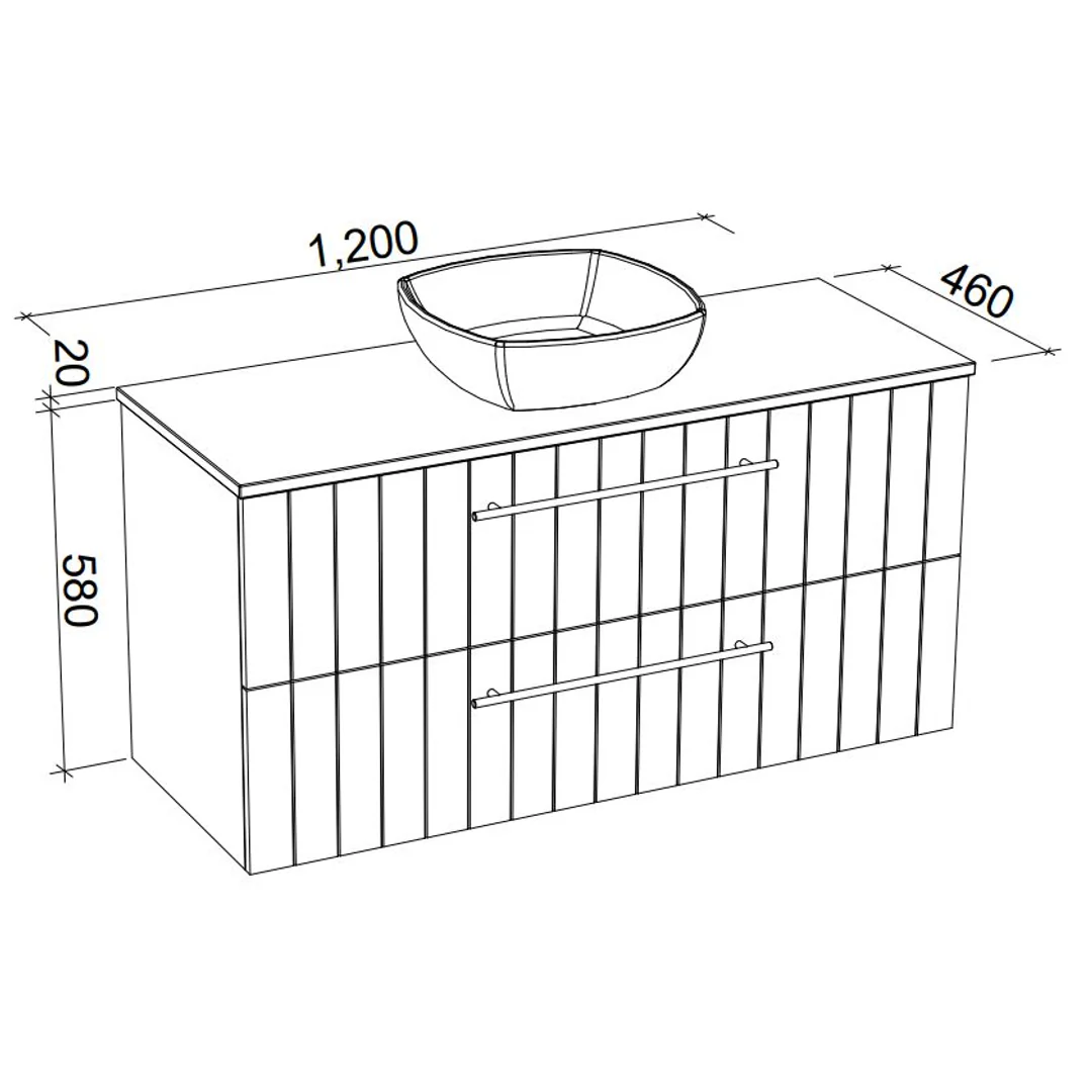 Timberline Henley 1200mm Vanity Silksurface Top Ceramic Basin Wall Hung - Image 4