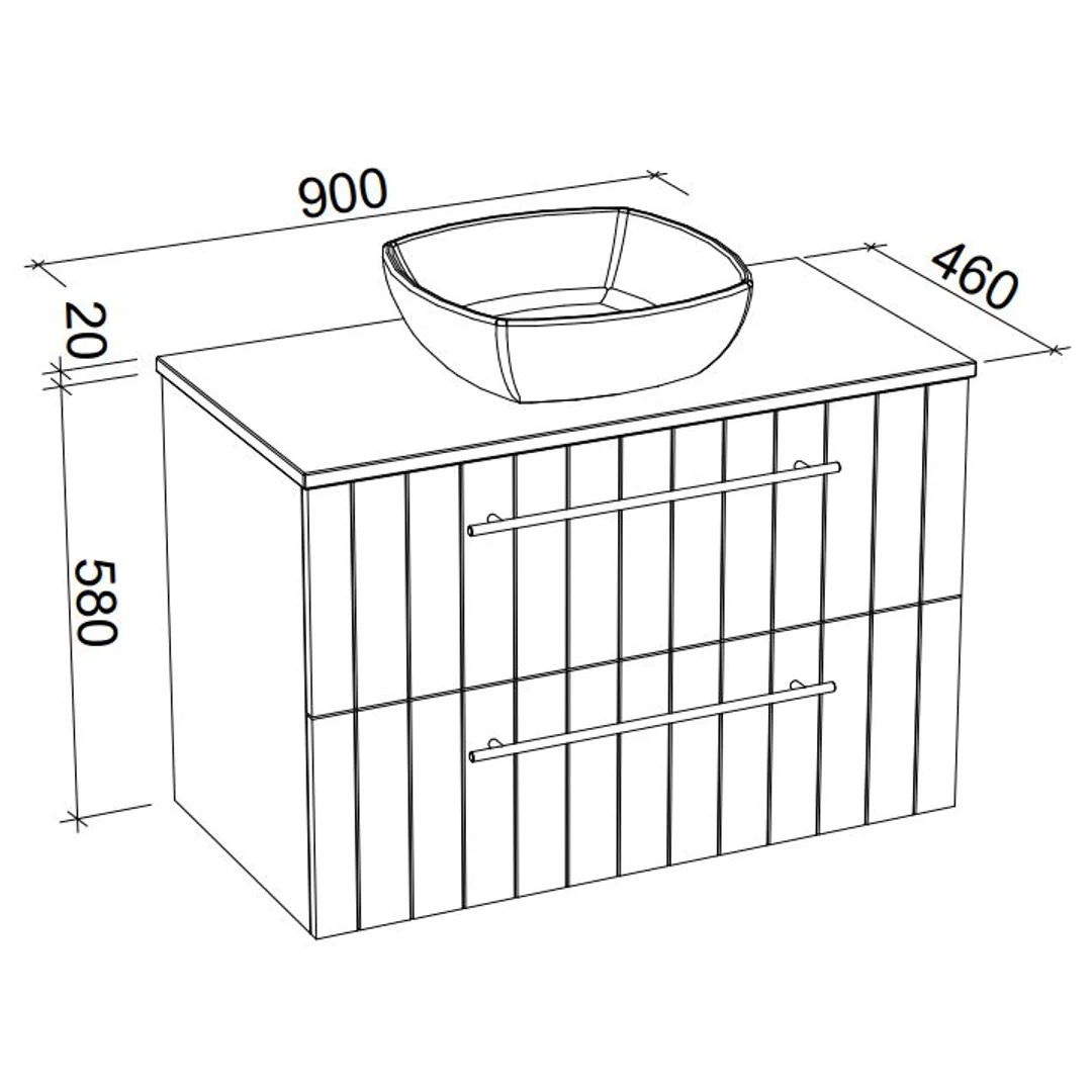 Timberline Henley 900mm Special Paint Finish Silk Surface Top Vanity Wall Hung - Image 4