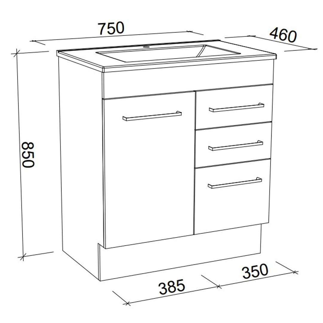 Timberline Indiana 750 Vanity Alpha Top F/Standing  White Gloss - Image 3