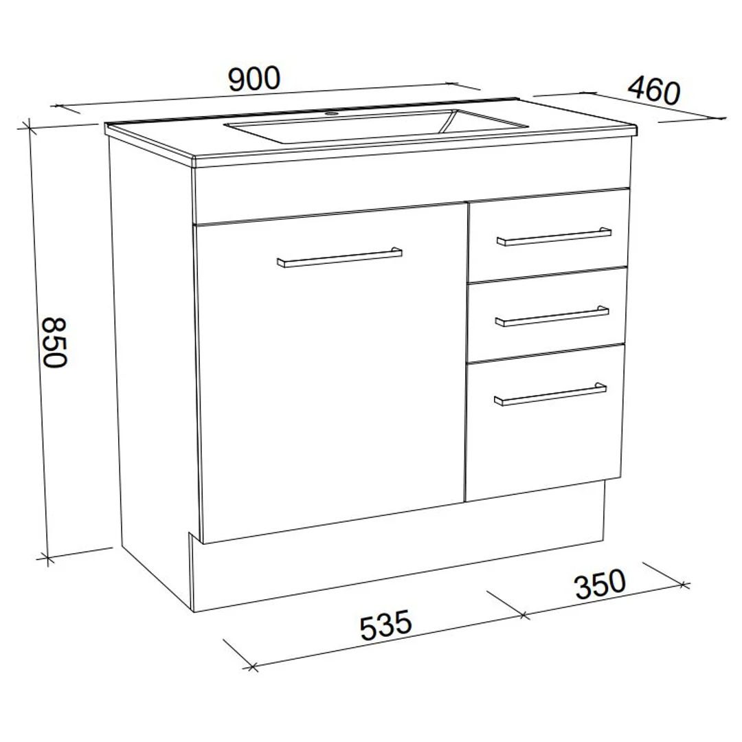 Timberline Indiana 900 Free Standing Vanity With Alpha Top - Image 3