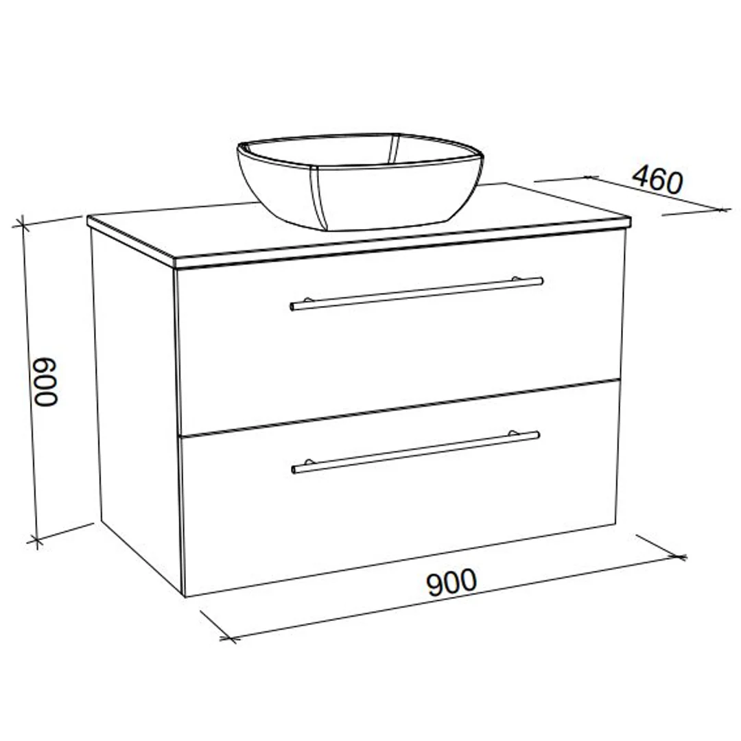 Timberline Oxbow W/H 900 Vanity 20mm Silk Surafce Top Less Basin - Image 3