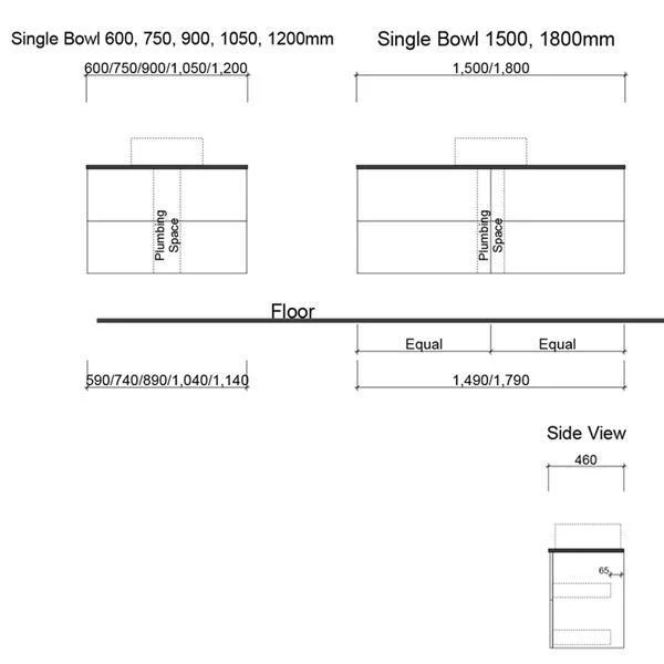Timberline Oxbow W/H 900 Vanity 20mm Silk Surafce Top Less Basin - Image 5